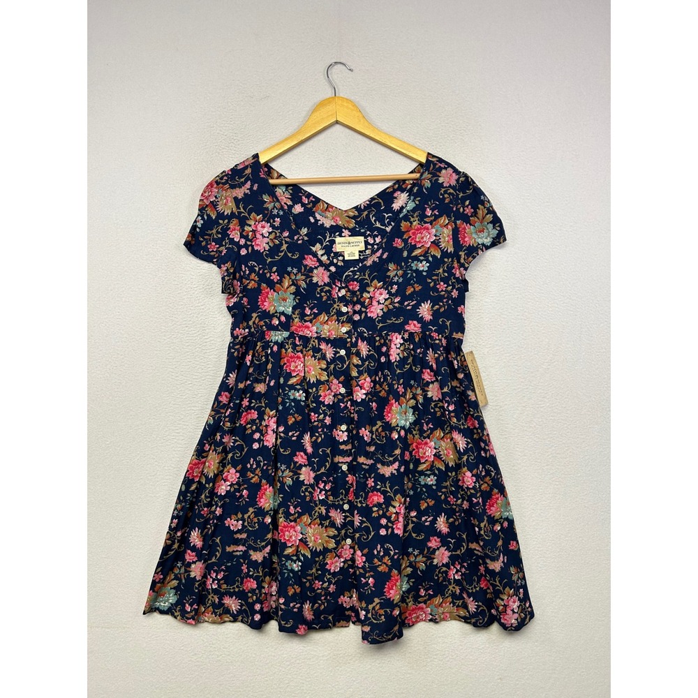 Cottagecore Denim & Supply Ralph Lauren Womens Large Navy Floral Babydoll Dress